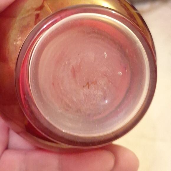 Westmoreland Ruby Glass Hand Painted Rose 6.25" Bud Vase Signed R. Green 1978 - Picture 5 of 6